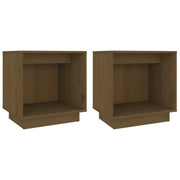 Set di 2 Comodini | Armadio da Notte | Mobiletto da notte Ambra 40x30x40 cm in Legno Massello di Pino