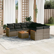 Set Divano da Giardino 9 pz con Cuscini Grigio in Polyrattan 3258231
