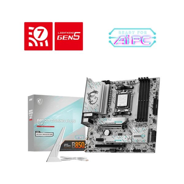 Msi mb b850m gaming plus wifi,b850m,am5,4ddr5,2pci-ex16,1pci-ex1,2m.2,4sata3,6usb3.2 gen2,5usb3 - 911-7E66-001