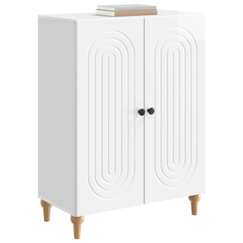 Credenza Bianco Lucido 66 x 34,5 x 90 cm Legno ingegnerizzato 894129