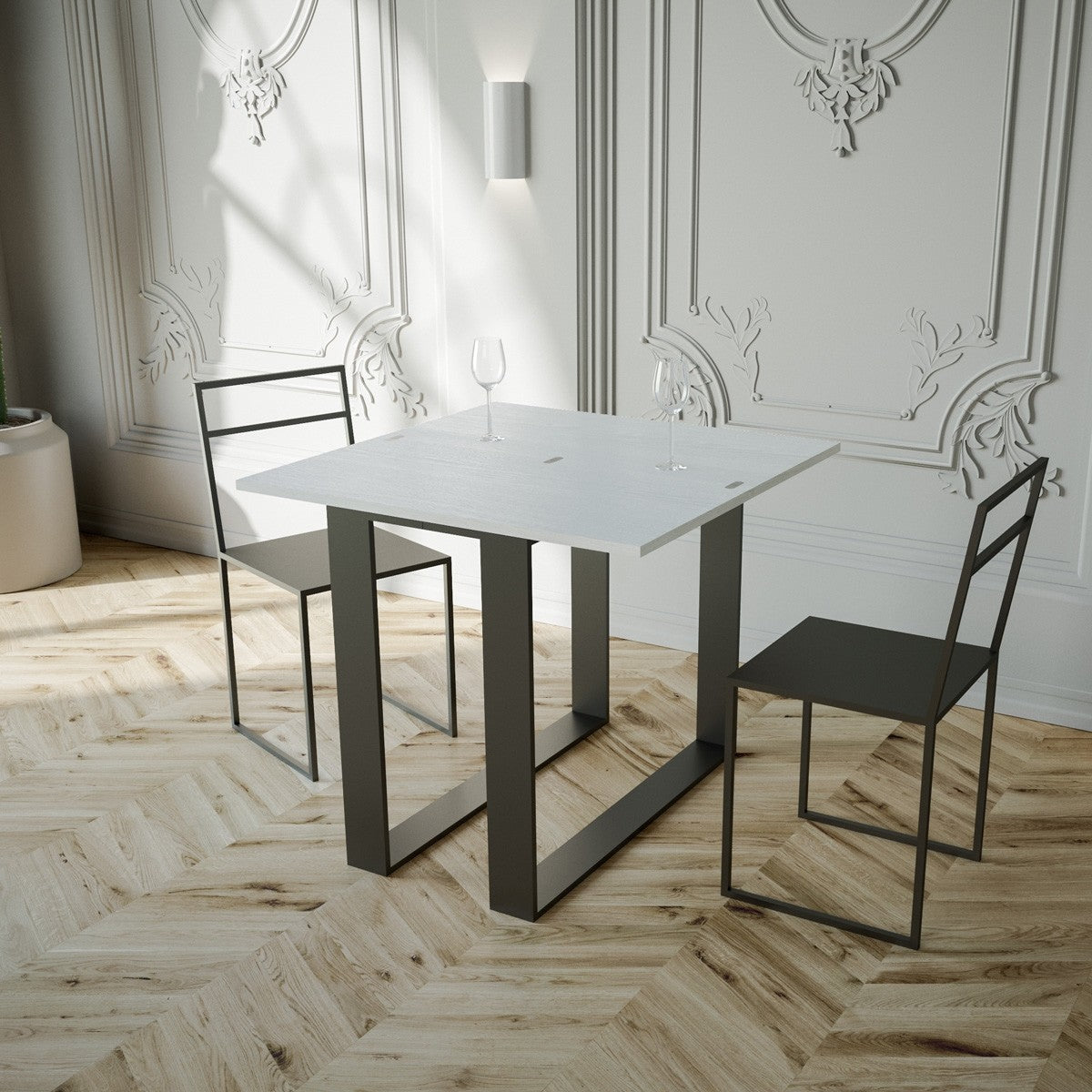 Consolle Allungabile 90-x45-90x80 cm in Nobilitato Bianco