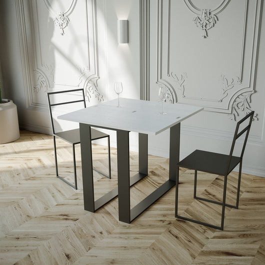 Consolle Allungabile 90-x45-90x80 cm in Nobilitato Bianco