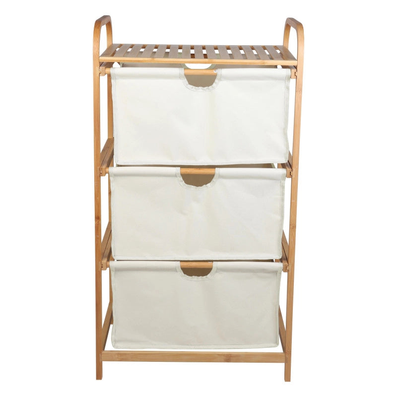 Cassettiera 3 Cassortiti Nakhon H90 Bamboo+tessuto Beige
