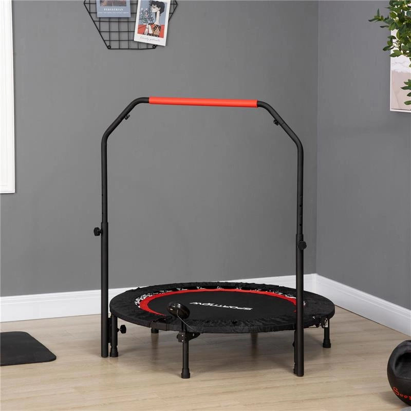 MINI TRAMPOLINO FITNESS Ø 102 CM CON MANUBRIO REGOLABILE TRAMPOLINO ELASTICO PIEGHEVOLE NERO