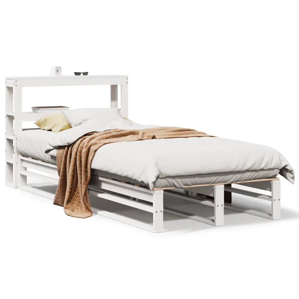 Letto senza Materasso Bianco 90x190 cm in Legno Massello Pino 3306514