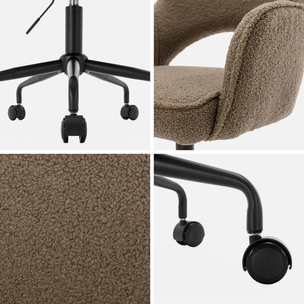 Sedia da ufficio bouclé con rotelle, talpa