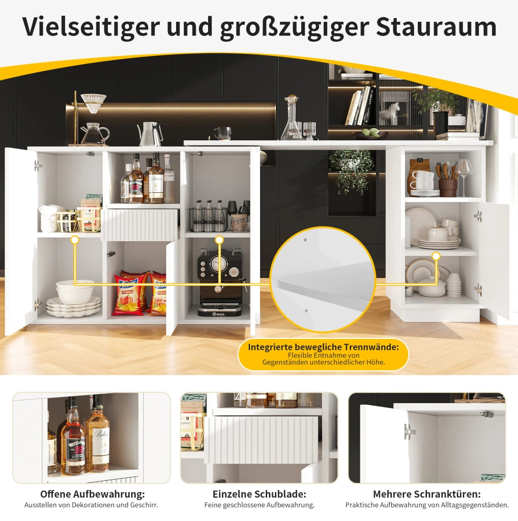 Mobile bar girevole 360° con contenitore, bianco
