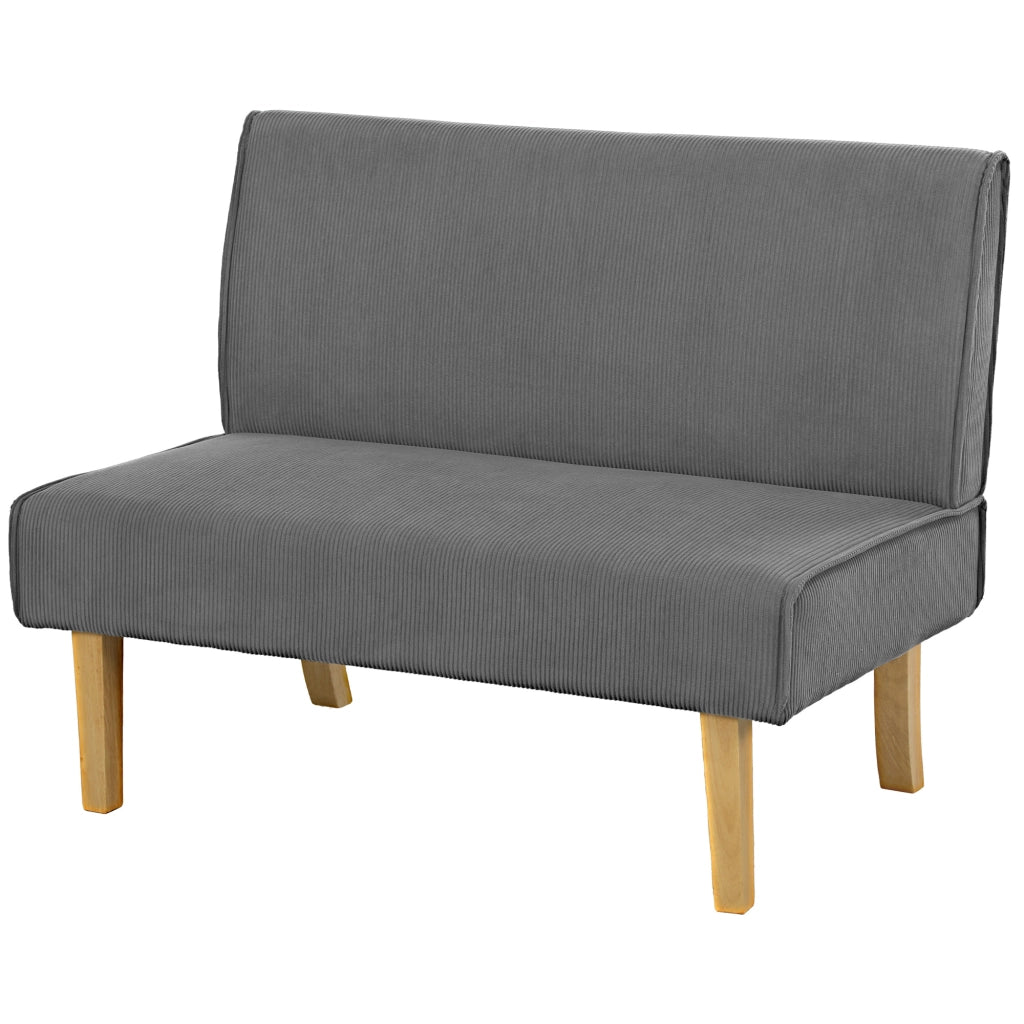 Divano 2 posti in velluto a coste ¨C Xylo ¨C grigio, imbottito, gambe in legno