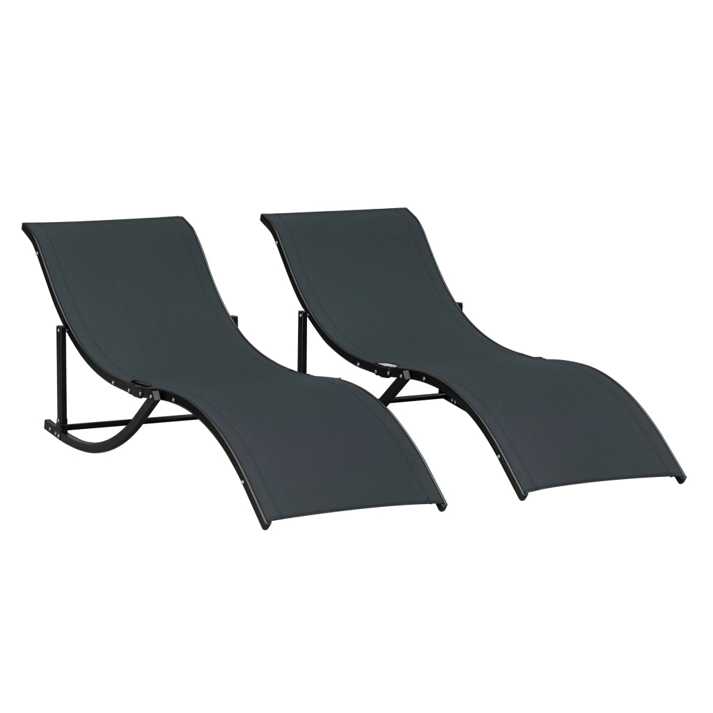 Set 2 Sdraio da Giardino Pieghevoli, Lettino Prendisole in Alluminio e Textilene, 61x165x63cm