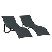 Set 2 Sdraio da Giardino Pieghevoli, Lettino Prendisole in Alluminio e Textilene, 61x165x63cm