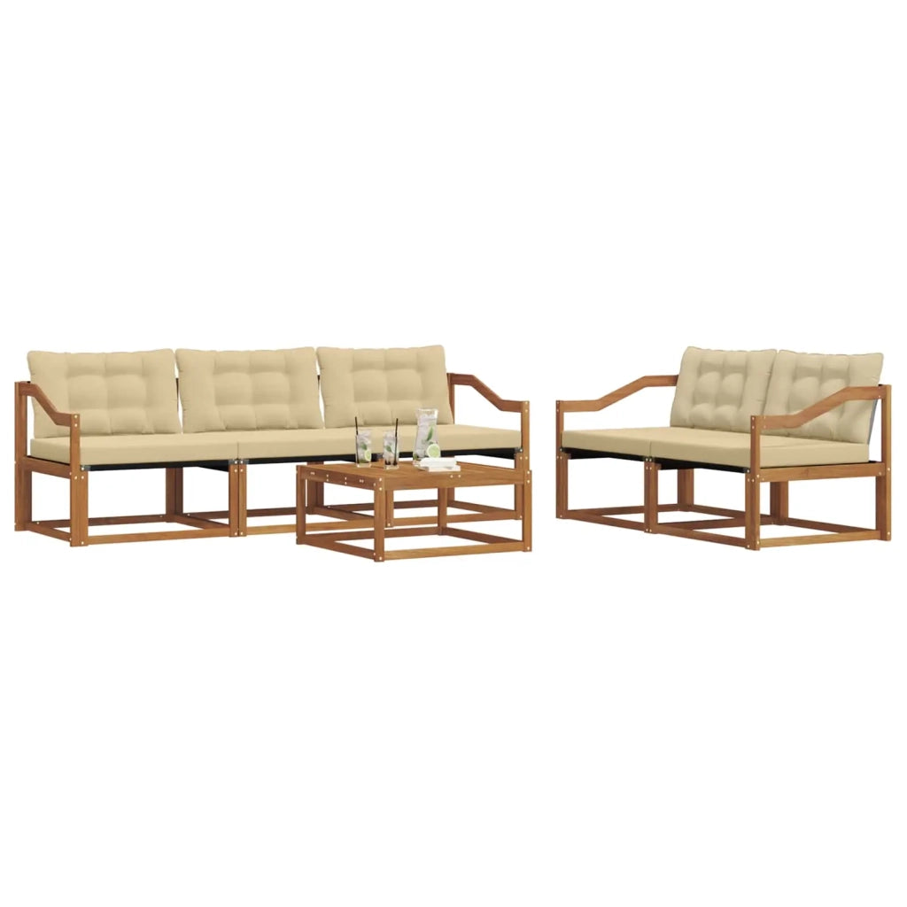 Set di divani da esterno con cuscino 6 pcs Naturale e Beige 3369204