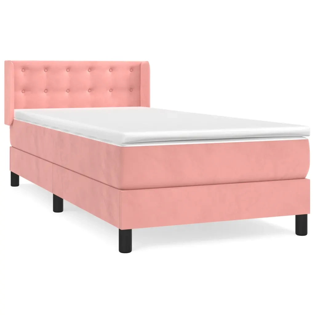 Giroletto a Molle con Materasso-Struttura Letto Rosa 80x200 cm in Velluto 133873