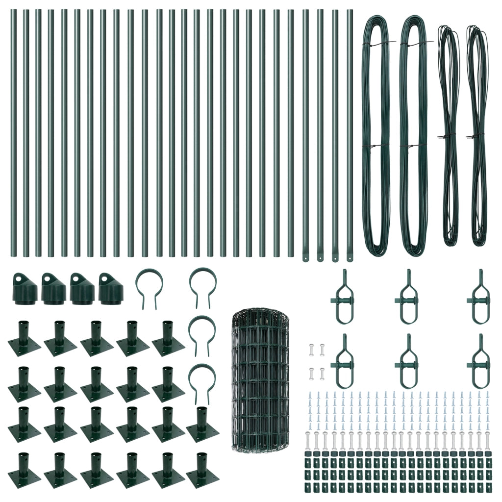 Euro Fence con 13 Pali Flangiati 0.4x50 m Acciaio Zincato