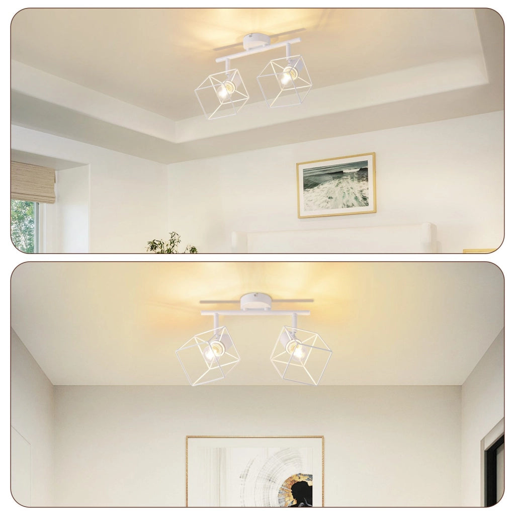 ZMH Faretto da soffitto 2 fiamme orientabile a 350° lampada da soffitto vintage in metallo per soggiorno