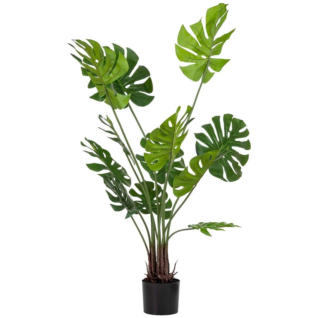 Pianta decorativa artificiale con 12 foglie verde 90x90x127