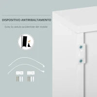 Mobiletto 2 Cassetti e 2 Ante, Apertura a Pressione, Mobile con 2 Cassetti e 2 Ante per Casa e Ufficio, 79x36x74cm, Grigio Chiaro e Bianco