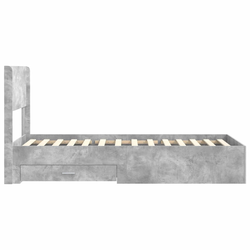 Struttura del letto con stoccaggio e testata-Giroletto con contenitore Grigio Cemento 948750