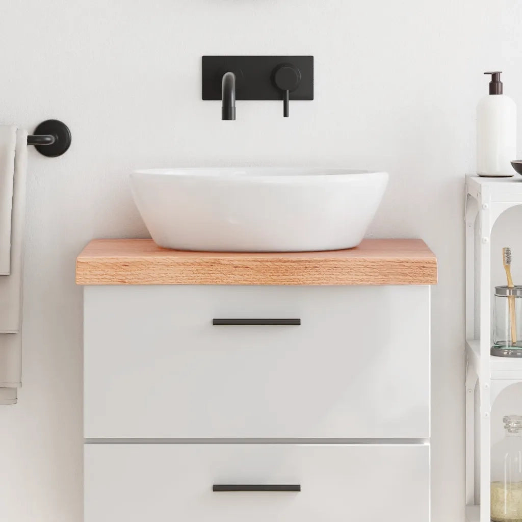 Piano Bagno Marrone 60x30x(2-6) cm Legno Massello Trattato 3156103