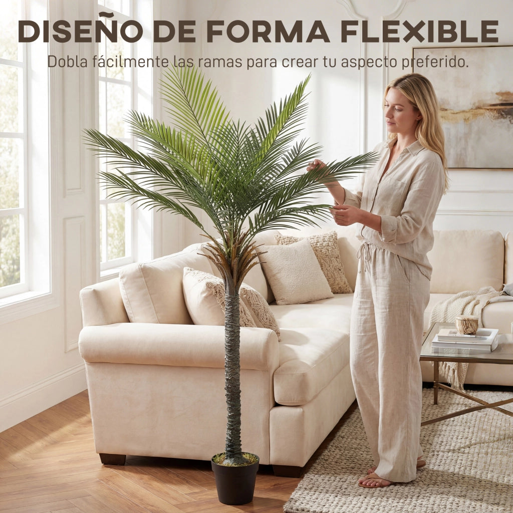 Palma Artificiale Decorativa 180 cm ¨C Xylo ¨C con Vaso e Foglie Verde per Interni