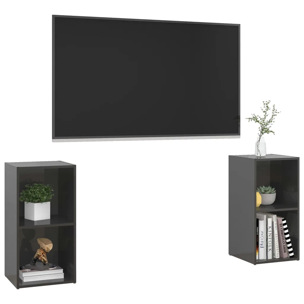 Mobili Porta TV 2 pz Grigio Lucido 72x35x36,5 cm in Truciolato cod mxl 18970