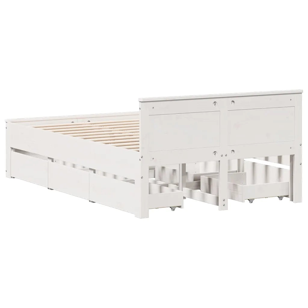 vidaXL Giroletto senza Materasso con Testata Bianco 120x200 cm Pino