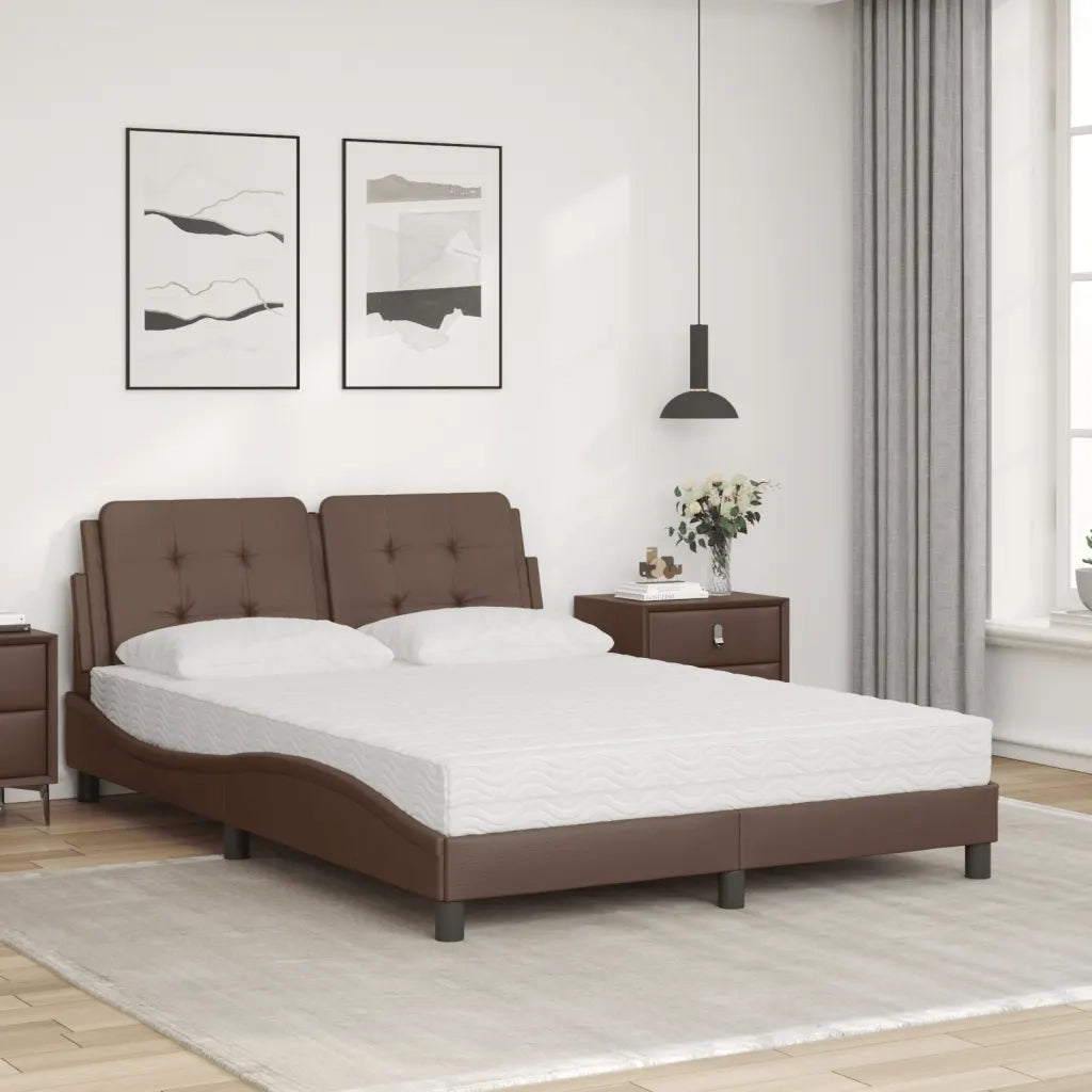Letto matrimoniale | Letto per adulti | Giroletto senza Materasso Zadar Marrone 120x200cm in Similpelle