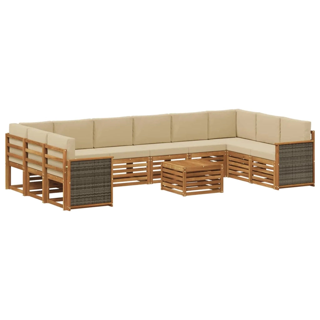 Set di divani da esterno con cuscino 8 pcs Naturale 3384919