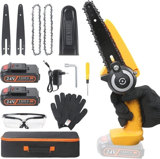 Mini Segatutto a Batteria 6 pollici - Segatutto Portatile Senza Fili con 2 Batterie - Ideale per la Potatura e la Sezione del Legno
