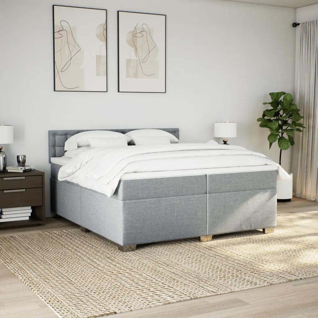 Giroletto a Molle con Materasso Grigio Chiaro 200x200cm Tessuto