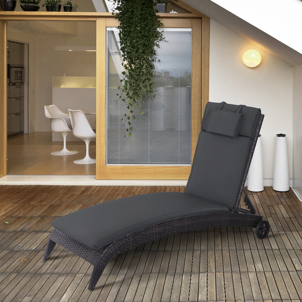 EasyComfort Cuscino per Sdraio Lettino Prendisole da Giardino Grigio 198x53x5cm