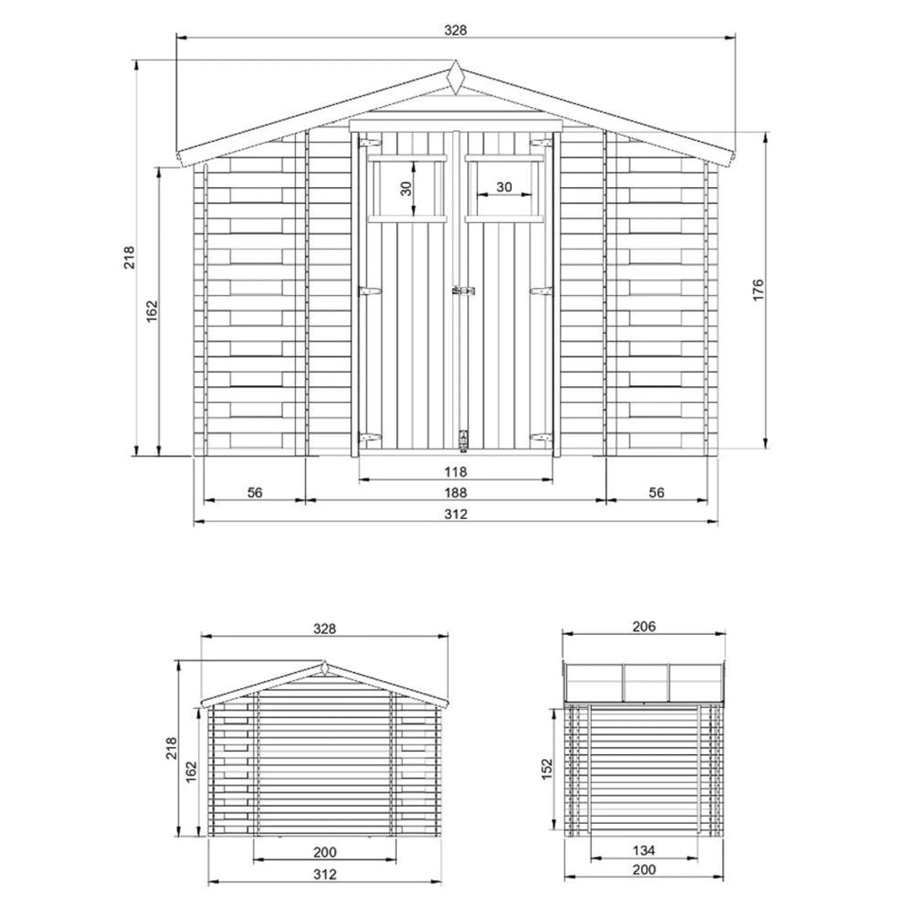 TIMBELA M391 Casetta da Giardino in Legno - 3,53 + 0,97+0,97 m2