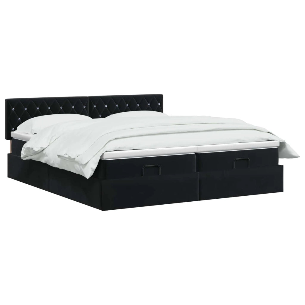 Letto Ottomano con Materasso e LED Nero 200 x 200 cm Velluto 3457322