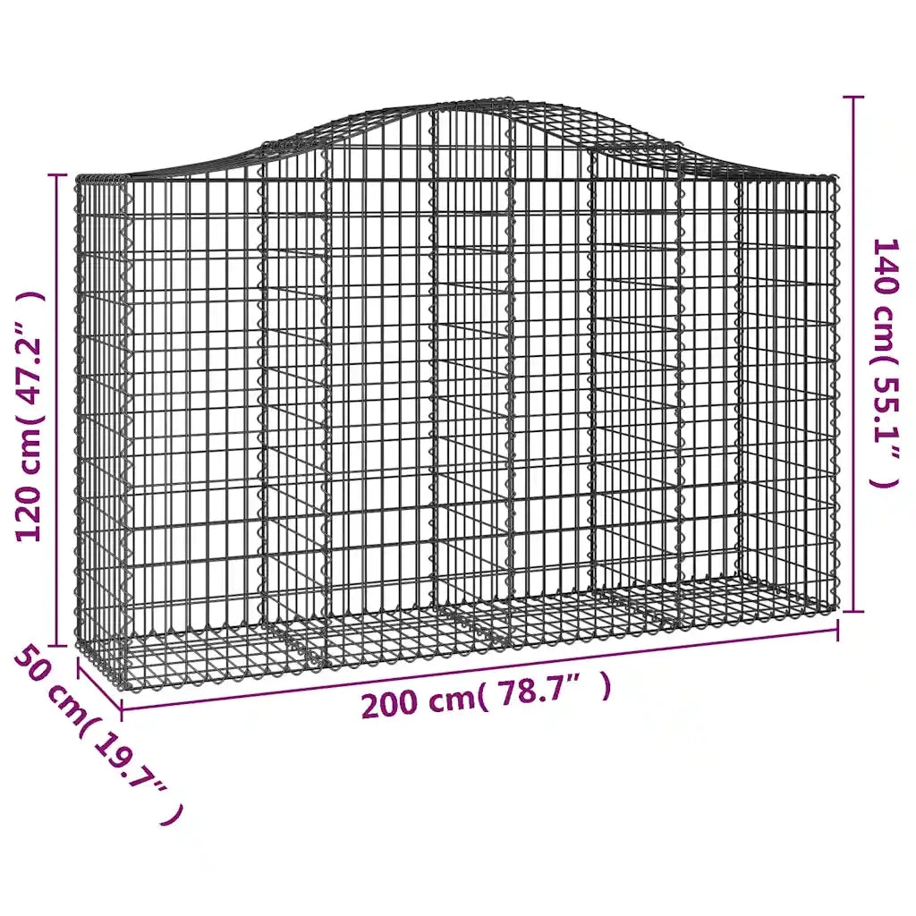 Cesti Gabbioni ad Arco 10 pz 200x50x120/140 cm Ferro Zincato