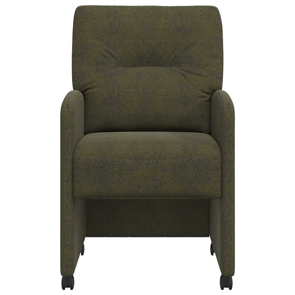 Sedie da Pranzo con Ruote 2 pcs Verde militare 57 x 67 x 95 cm