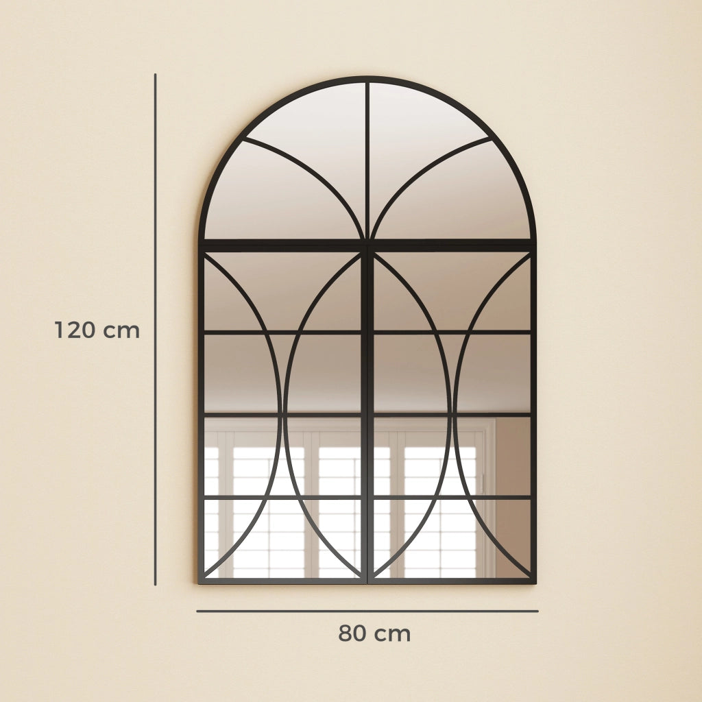 Specchio Muro 3 Pezzi ¨C zephmum ¨C Nero, Metallo, 80x120 cm