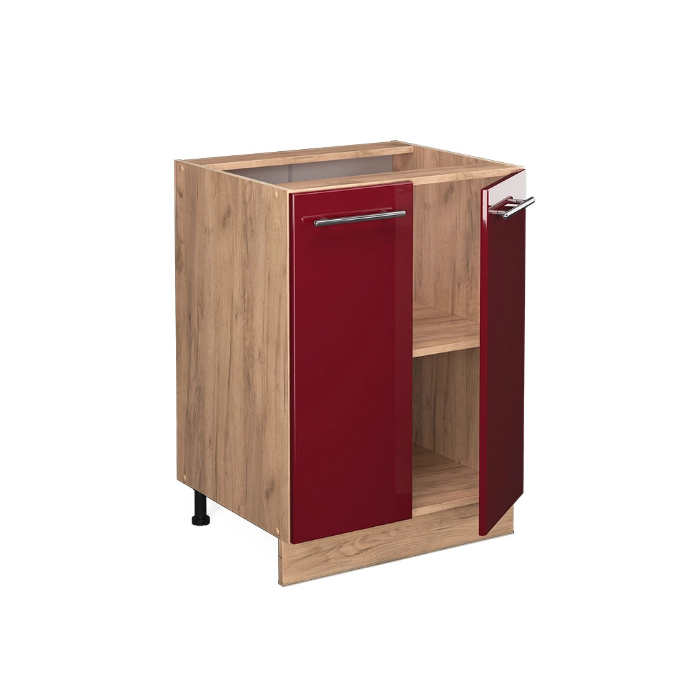 Mobiletto base cucina Fame-Line Bordeaux lucido/Rovere dorato 60 cm senza piano di lavoro Vicco