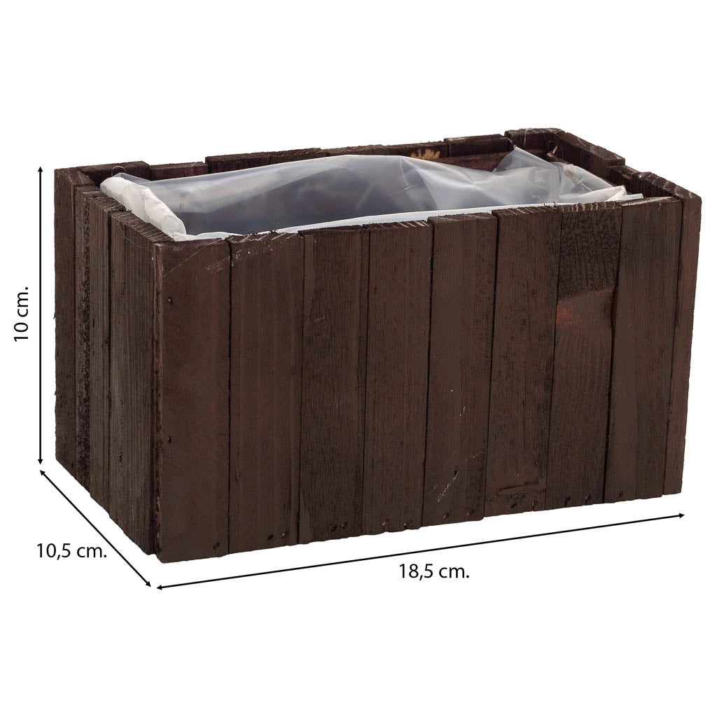 Cesto quadrato in legno marrone 18,5x10,5x10h