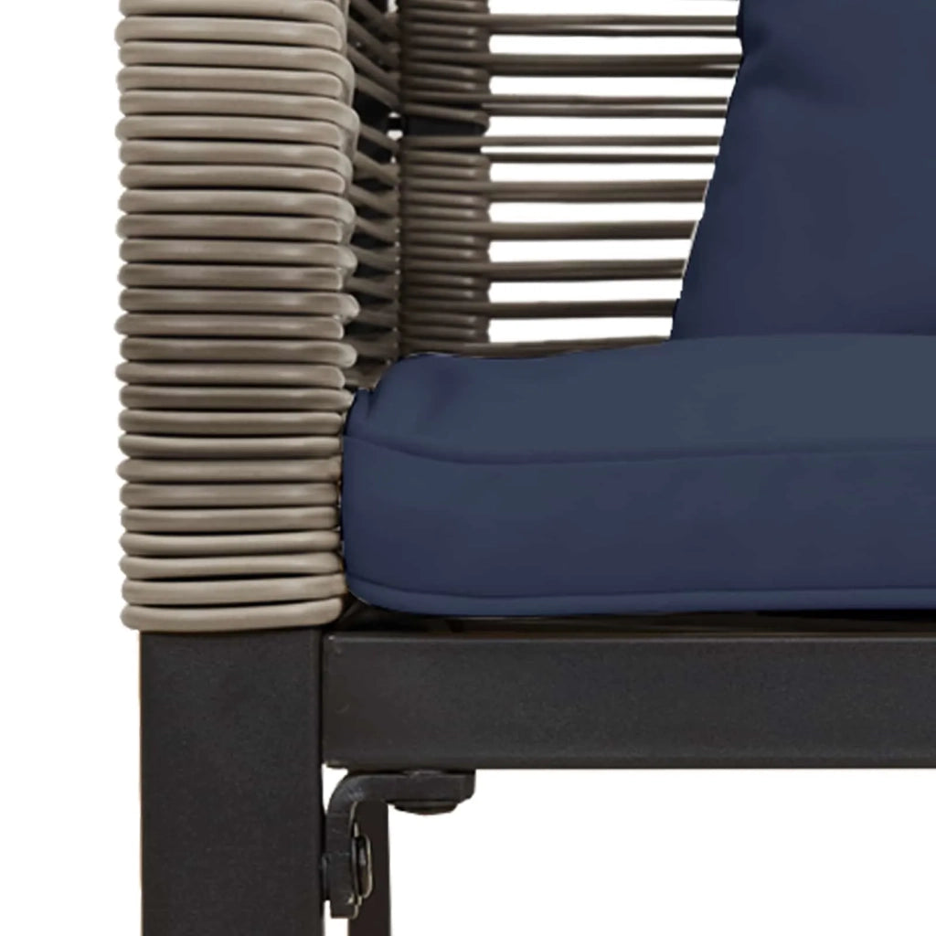 Set di Mobili da Esterno Grigio e Blu Navy polyrattan 42025235