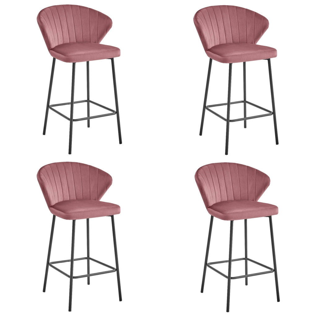 Sgabello Valora GATTA in velluto rosa scuro, design moderno per cucina x4