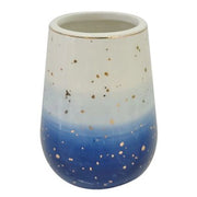 Trade Shop - Bicchiere Porta Spazzolini Dentifricio Blu Bianco Accessori Arredo Bagno 79967 -