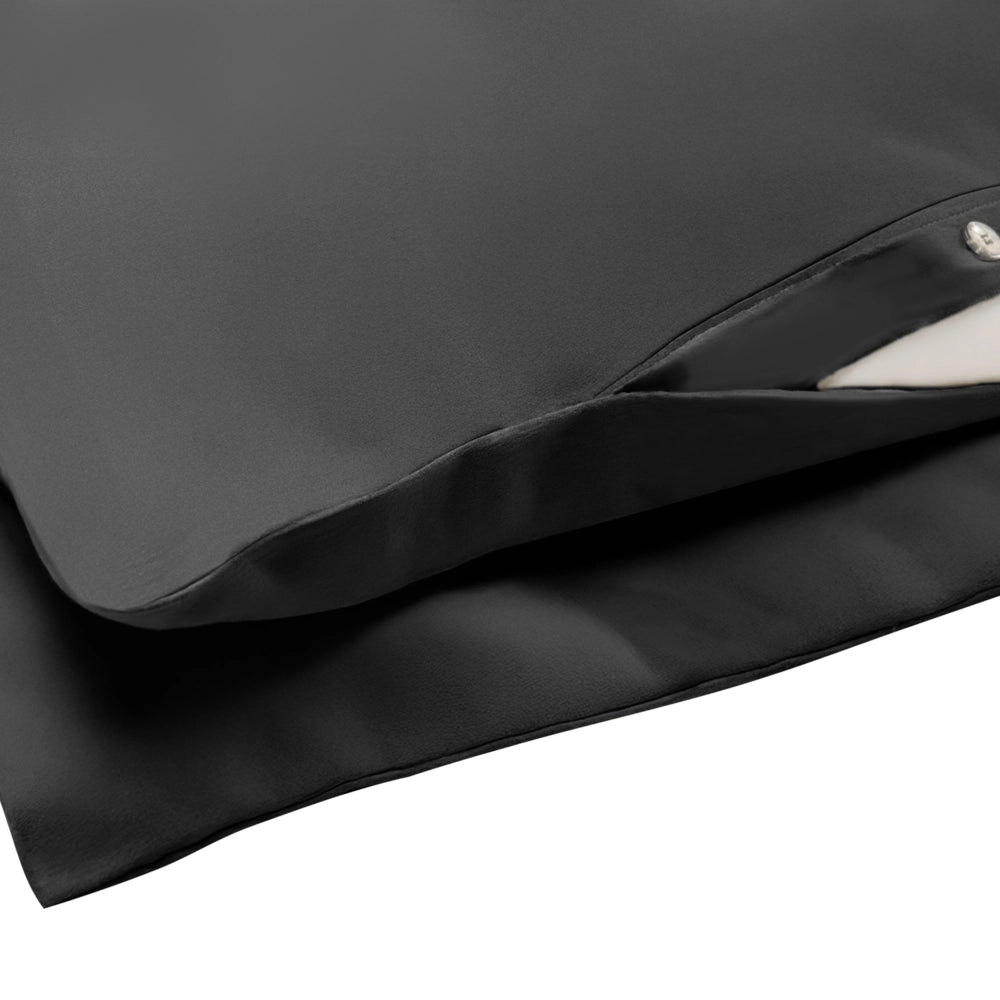Set copripiumino e federa in cotone satinato nero 220 x 240 cm per una camera da letto moderna