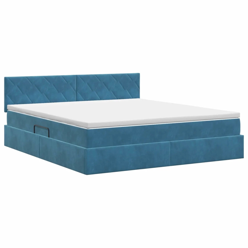 Letto con Contenitore Blu Scuro 160 x 200 cm Velluto 3458881
