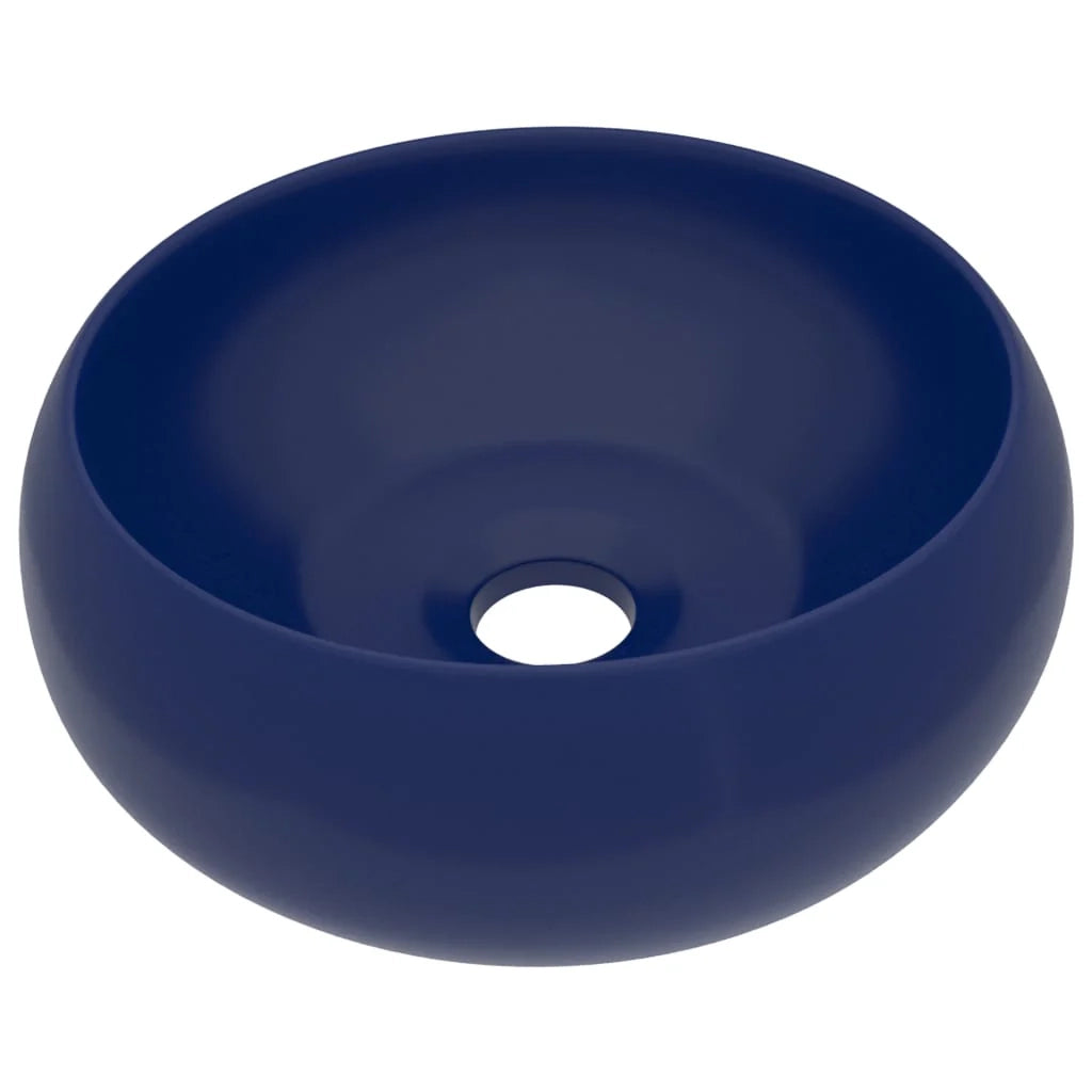 Lavabo rotondo di lusso da appoggio WC lavabo bagno cucina guardaroba interno casa 40 cm ceramica blu scuro opaco 02_0002743