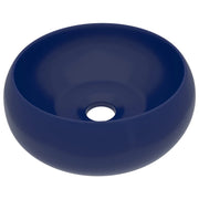 Lavabo rotondo di lusso da appoggio WC lavabo bagno cucina guardaroba interno casa 40 cm ceramica blu scuro opaco 02_0002743