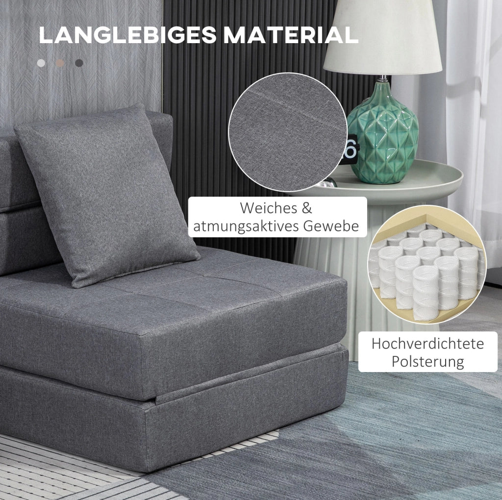 Poltrona letto pieghevole 2 in 1 grigio scuro