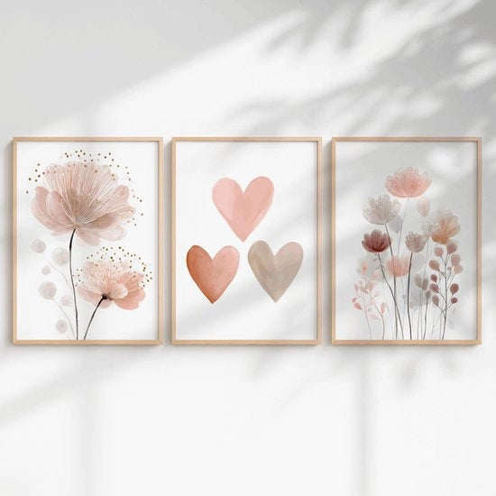 Set di Poster da Parete per Bambino - 3 pezzi - Decorazione per Camera da Bambini - Unicorno/Principessa/Animali - Camera da Bambino - Illustrazioni Carine - DIN A3