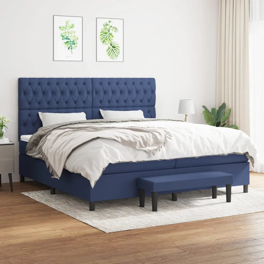 Giroletto a Molle con Materasso Blu 200x200 cm in Tessuto cod mxl 58540