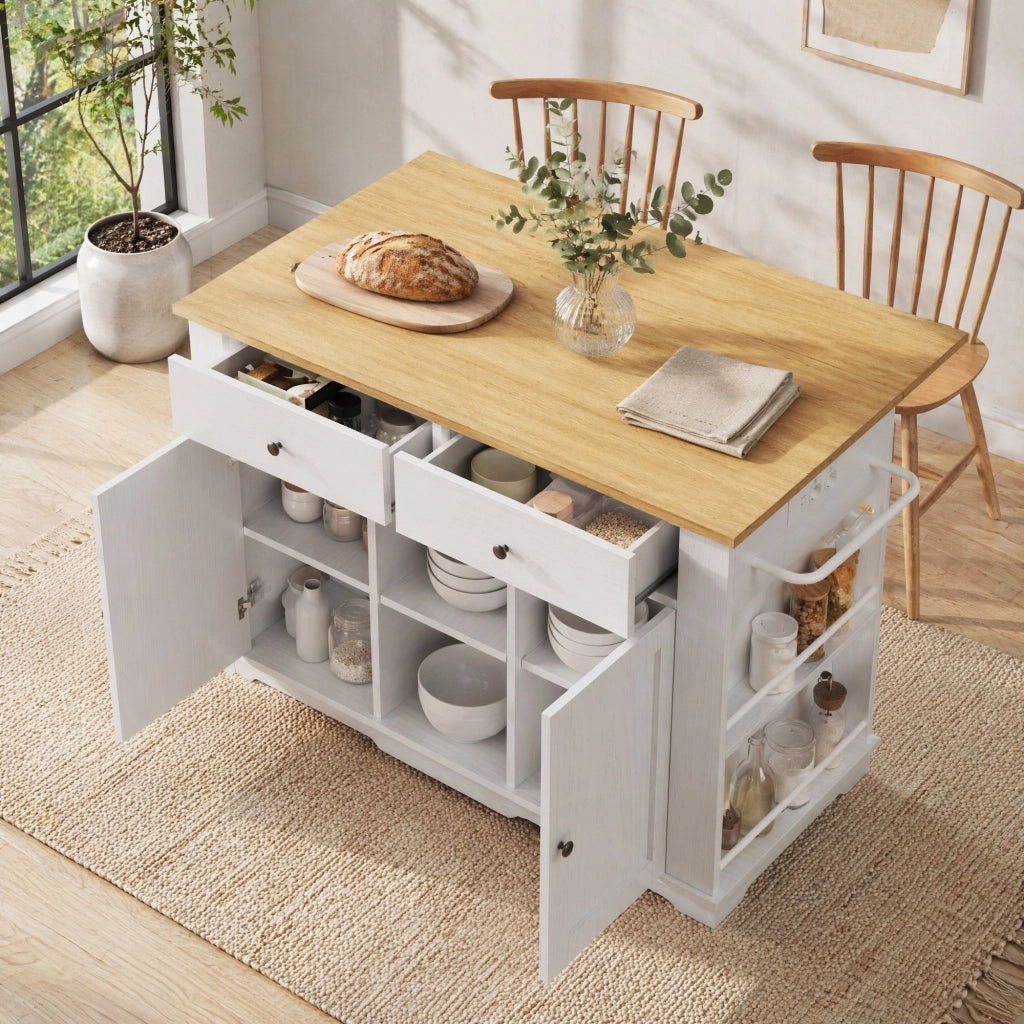 CREDENZA CUCINA 151,5x59,7x91,7 cm Bianco/Naturale con prese elettriche