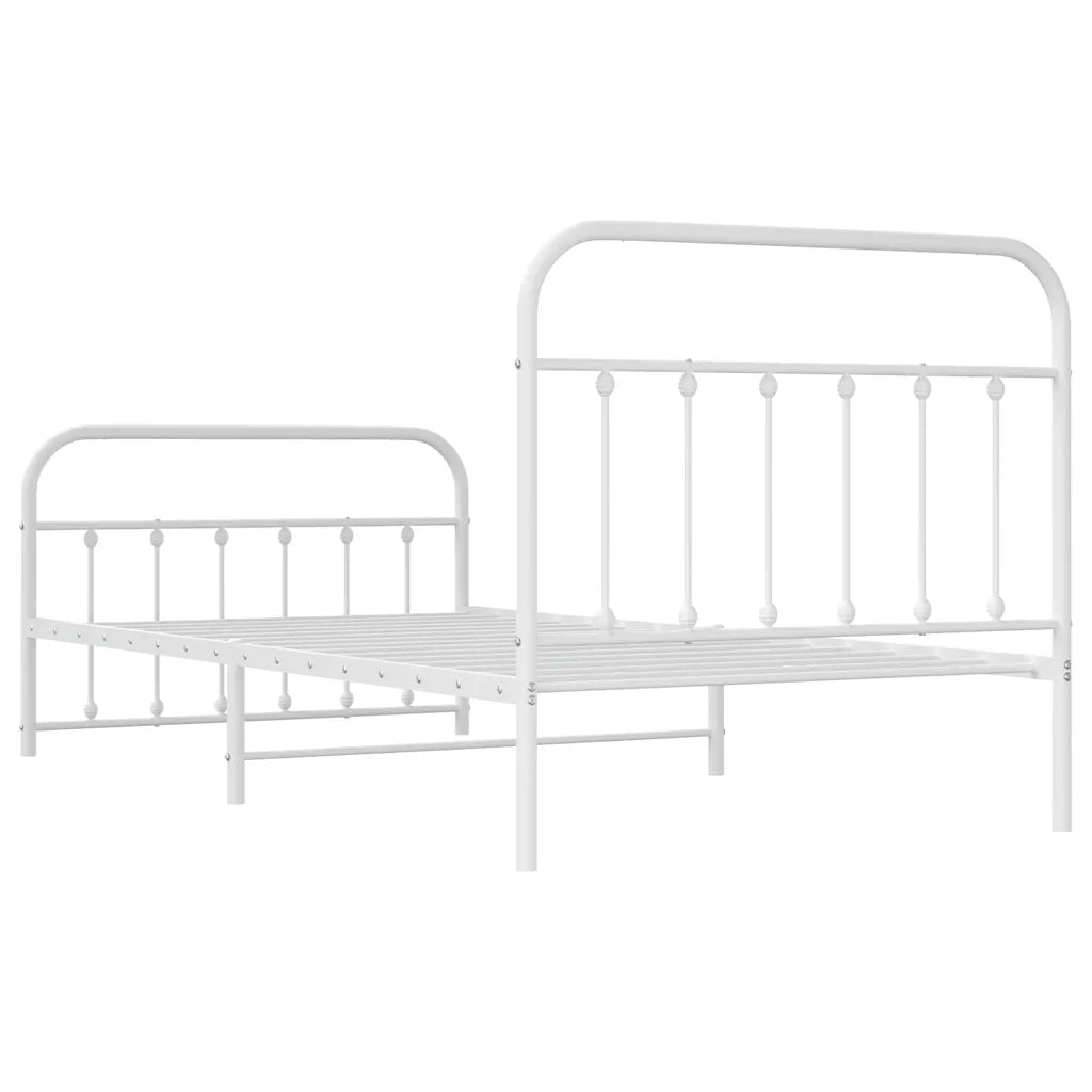Giroletto con Testiera e Pediera Metallo Bianco 107x203 cm