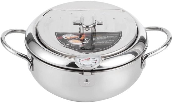 Pentola Mini per Frittelle in Acciaio Inossidabile - Mini Frittelle - Sostegno Removibile - Termometro Integrato - Sicura per l'Alimentazione - Duratura e Affidabilità - Frittelle